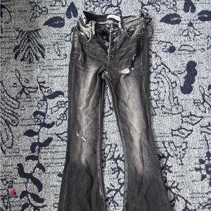 Flying Monkey Distressed Black Flare Jeans